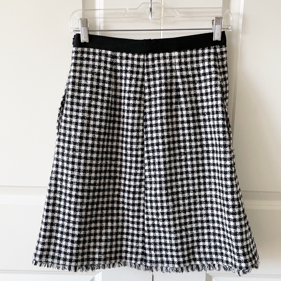 Weekend Max Mara Wool Pleated Gingham Plaid Raw Hem Skirt Size 2 - Picture 10 of 10